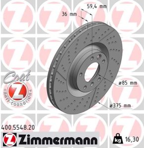 Tarcza hamulcowa ZIMMERMANN 400.5548.20 4634210712 MERCEDES W463 G-KLASA  15