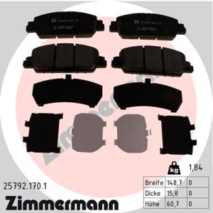Klocki hamulcowe ZIMMERMANN 25792 170 1 45022T2GA00 HONDA HR-V  15