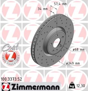 Tarcza hamulcowa ZIMMERMANN 100337352 4M0615301AB  AUDI A4  15
