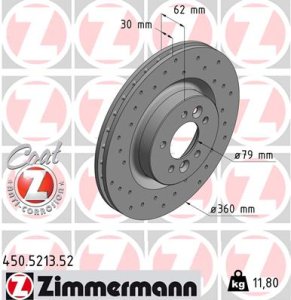 Tarcza hamulcowa ZIMMERMANN 450521352 LR038934 RANGE ROVER SPORT  13- przód