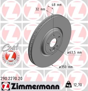 Tarcza hamulcowa ZIMMERMANN 290227020 T4N1803 JAGUAR XE  15- przód