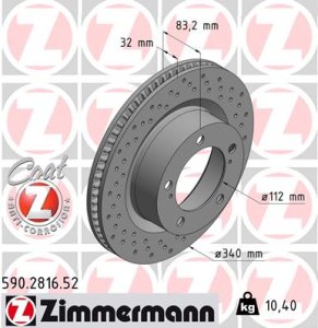 Tarcza hamulcowa ZIMMERMANN 590281652 4351260180 TOYOTA LANDCRUISER  08- przód
