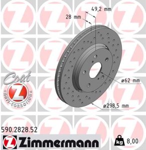 Tarcza hamulcowa ZIMMERMANN 590282852 43512F4010 TOYOTA C-HR  16- przód