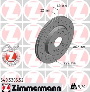 Tarcza hamulcowa ZIMMERMANN 540530552 5531170L00 SUZUKI SWIFT IV  10- przód