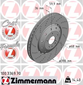 Tarcza hamulcowa ZIMMERMANN 100336970 4F0615301L AUDI A6 RS6  08-10 przód