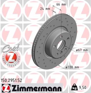 Tarcza hamulcowa ZIMMERMANN 150295152 34116860907 BMW 5 G30,F90  16- przód
