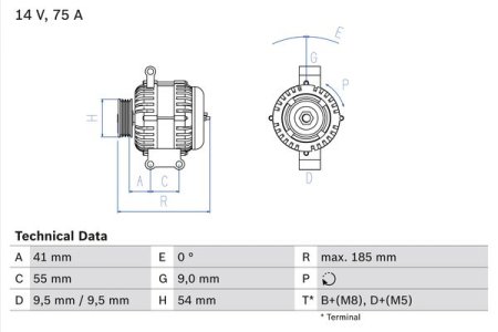 ALTERNATOR 12V OPEL BOSCH 0986048781 55185075