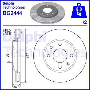 TARCZA HAMULCOWA DELPHI BG2444 PEUGEOT 206