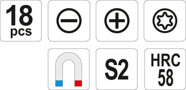 Zestaw wkrętaków 18szt płaskie + krzyżaki + stojak