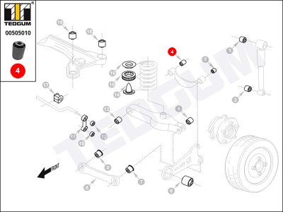 Silentblok drążka poprzecznego TEDGUM 00505010 9191002