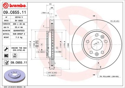 Tarcza hamulcowa BREMBO 09 C655 11 402062000R RENAULT MEGANE IV  15