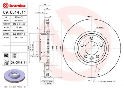 Tarcza hamulcowa BREMBO 09C51411 