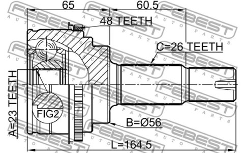 PRZEGUB ZEW. LEXUS RX 03- 23X56X26 ABS 48Z TYLNA OŚ