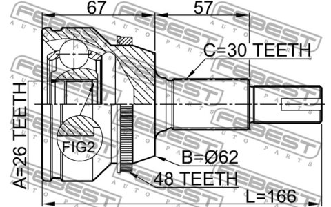 PRZEGUB ZEW. LEXUS RX 03- 26X62X30 ABS 48Z