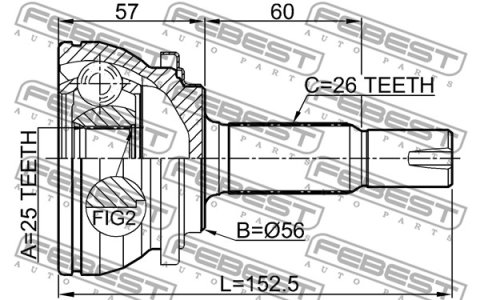 PRZEGUB ZEW. TOYOTA PRIUS 09- 25X56X26 LEXUS CT200H
