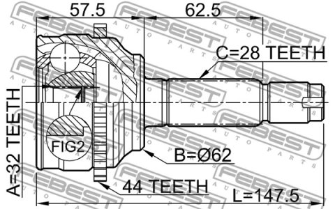 PRZEGUB ZEW. MAZDA 6 32X62X28 ABS 44Z 2,0/2,3 02- AUTOMAT