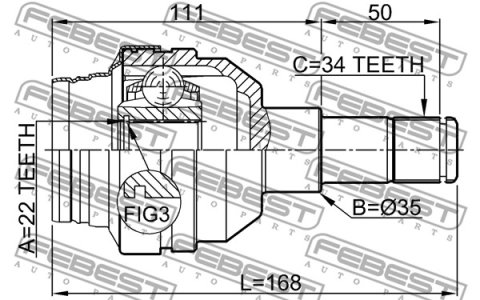 PRZEGUB WEW. CHEVROLET CAPTIVA 22X35X34 OŚ TYLNA PR.