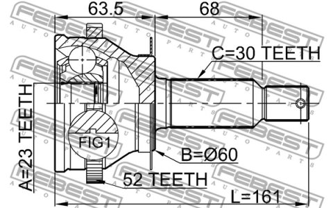 PRZEGUB ZEW. HYUNDAI SANTA FE 23X60X30 ABS 52Z TYLNA OŚ