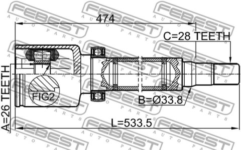 PRZEGUB WEW. FORD MONDEO/S-MAX 26X33,8X28
