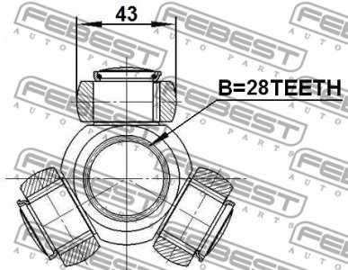 KRZYŻAK PRZEGUBU WEW. FORD MONDEO IV/S-MAX 28Z/43,1MM (TRIPOD)