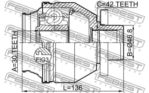 PRZEGUB WEW. VW T6 LE. 30X46.8X42