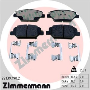 Klocki hamulcowe ZIMMERMANN 22139 190 2 84120877 OPEL INSIGNIA B 17- PRZÓD