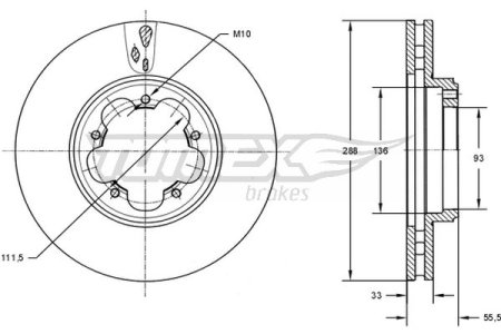 TARCZA HAMULCOWA TOMEX brakes TX73 11 1763885 FORD TRANSIT CUSTOM 12- PRZÓD