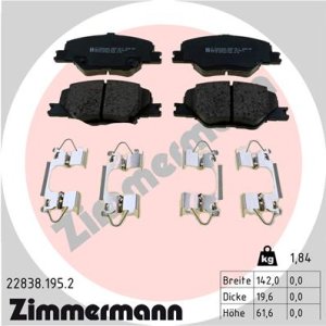 Klocki hamulcowe ZIMMERMANN 22838 195 2 84124408 OPEL INSIGNIA B 17- PRZÓD