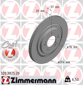 Tarcza hamulcowa ZIMMERMANN 320 3825 20 58411D4750 KIA OPTIMA 15- TYŁ