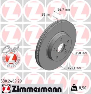 Tarcza hamulcowa ZIMMERMANN 530 2469 20 26300AL000 SUBARU LEGACY VI 15- PRZÓD