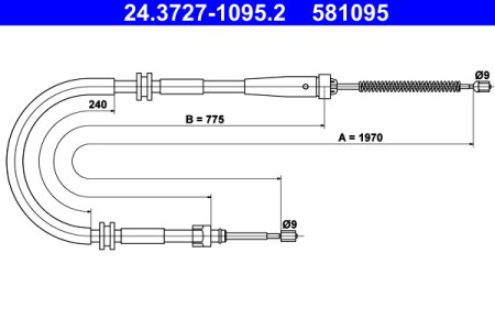 LINKA HAMULCA RĘCZNEGO ATE 24 3727 1095 8200935175 RENAULT KANGOO 08- TYŁ