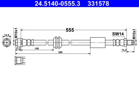 PRZEWÓD HAMULCOWY GIĘTKI ATE 24 5140 0555 2514200548 MERCEDES W251 R-KLASA