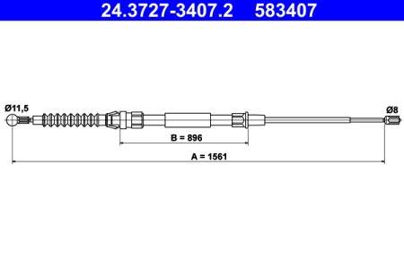 LINKA HAMULCA RĘCZNEGO ATE 24 3727 3407 1T0609721H VW TOURAN 03-06