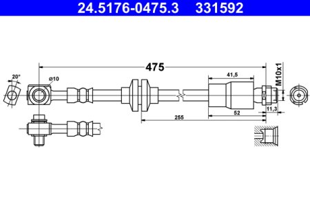 PRZEWÓD HAMULCOWY GIĘTKI ATE 24 5176 0475 562517 OPEL MOKKA 12- PRZÓD