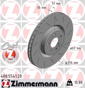 Tarcza hamulcowa ZIMMERMANN 400 5541 20 2474210812 MERCEDES W177 A-KLASA 18- PRZÓD