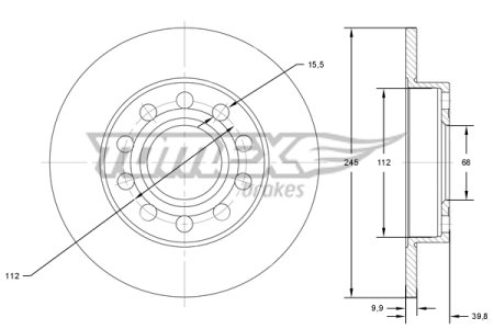 TARCZA HAMULCOWA TOMEX brakes TX71 71 8E0615601B AUDI A4 00-08 TYŁ