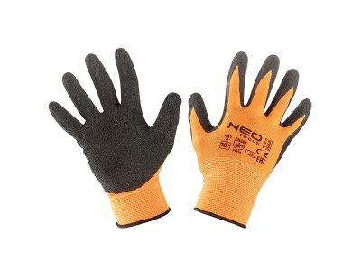 RĘKAWICE ROBOCZE, POLIESTER POKRYTY LATEKSEM ROZMIAR 9