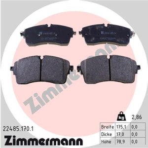 Klocki hamulcowe ZIMMERMANN 22485 170 1 LR110409 LAND ROVER DISCOVERY V 17- PRZÓD
