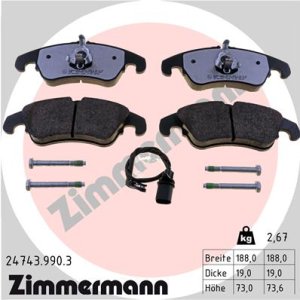 Klocki hamulcowe ZIMMERMANN 24743 990 3 8K0698151H  AUDI A4 (B8) 07- PRZÓD
