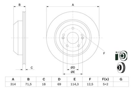 TARCZA HAMULCOWA BOSCH 0986479F43 58411C5700 KIA SORENTO III 15- TYŁ