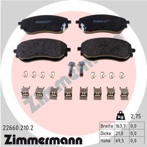 Klocki hamulcowe ZIMMERMANN 22660 210 2 4704205300 MERCEDES 470 X-KLASA 17- PRZÓD
