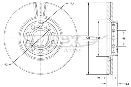 TARCZA HAMULCOWA TOMEX brakes TX71 97 4B0615301A AUDI A6 01-04 WEN.