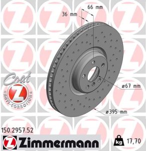 Tarcza hamulcowa ZIMMERMANN 150 2957 52 34106887657 BMW 5 G30,F90 16- LP