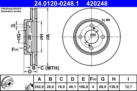 TARCZA HAMULCOWA ATE 24 0120 0248 55311M69P10 SUZUKI BALENO 16- PRZÓD
