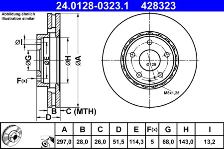 TARCZA HAMULCOWA ATE 24 0128 0323 KD4533251 MAZDA CX-5 11- PRZÓD