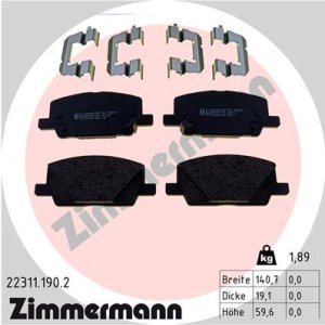 Klocki hamulcowe ZIMMERMANN 22311 190 2 42566753 OPEL MOKKA 18- PRZÓD