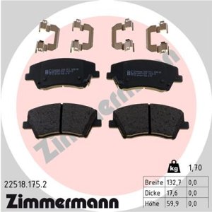 Klocki hamulcowe ZIMMERMANN 22518 175 2 58101G2A10 KIA NIRO 16- PRZÓD