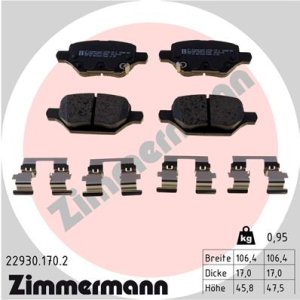 Klocki hamulcowe ZIMMERMANN 22930 170 2 42539412 OPEL MOKKA 18- TYŁ
