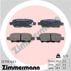 Klocki hamulcowe ZIMMERMANN 25778 140 1 5580077K02 SUZUKI GRAND VITARA II 05- TYŁ