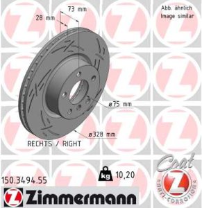 Tarcza hamulcowa ZIMMERMANN 150 3494 55 34106787490 BMW X3 F25  11- PP